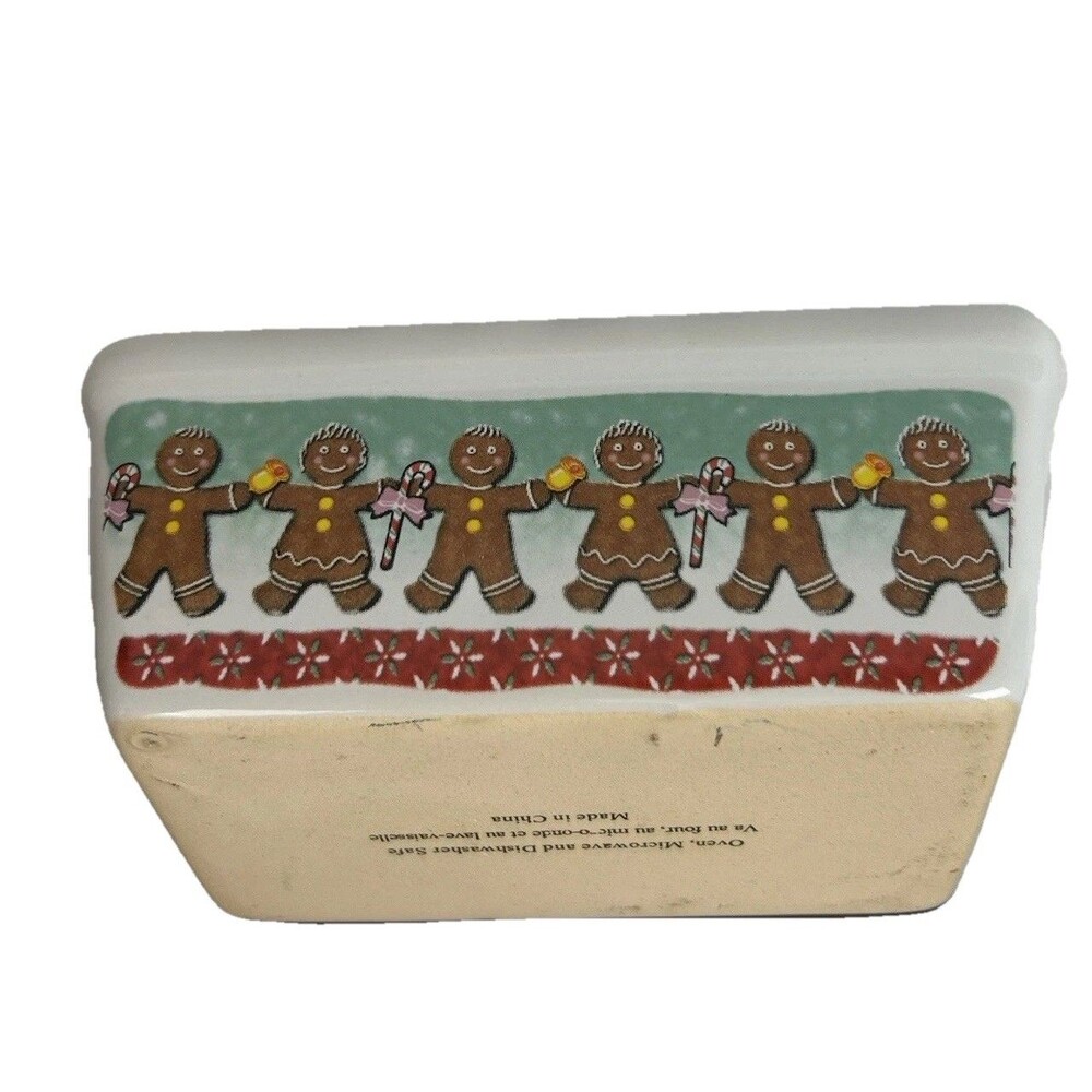 Christmas Gingerbread Ceramic Loaf Pan Dish Baking Dish 6” Holiday Oven Safe